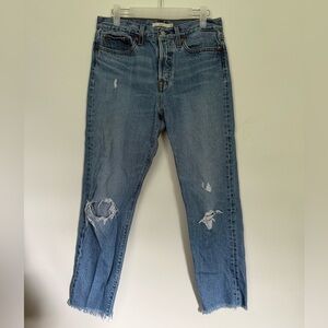 Levis Premium Womens Wedgie Straight Blue Denim Jeans Big E Button Fly Size 28